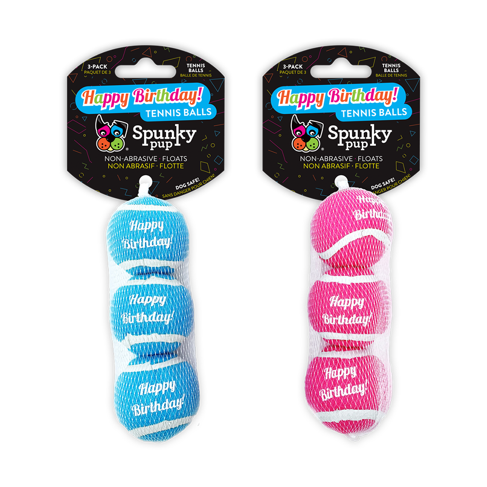 Spunky Pup Birthday Tennis Balls