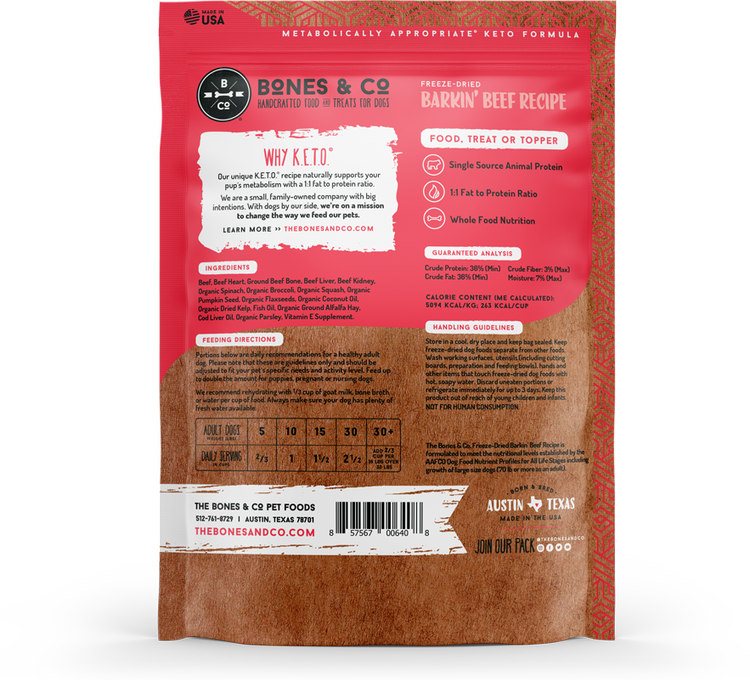 Bones & Co Freeze-Dried Dog Food Beef Bites 12oz