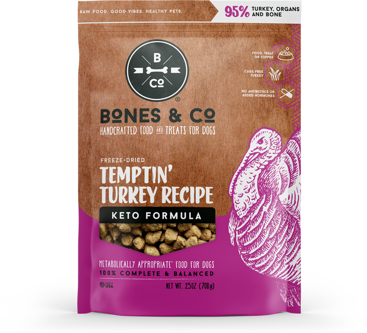 Bones & Co Freeze Dried Dog Food Turkey Bites 25 Oz