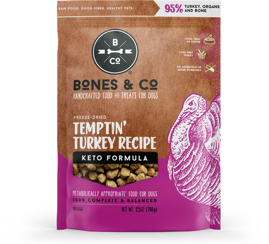 Bones & Co Freeze Dried Dog Food Turkey Bites 25 Oz