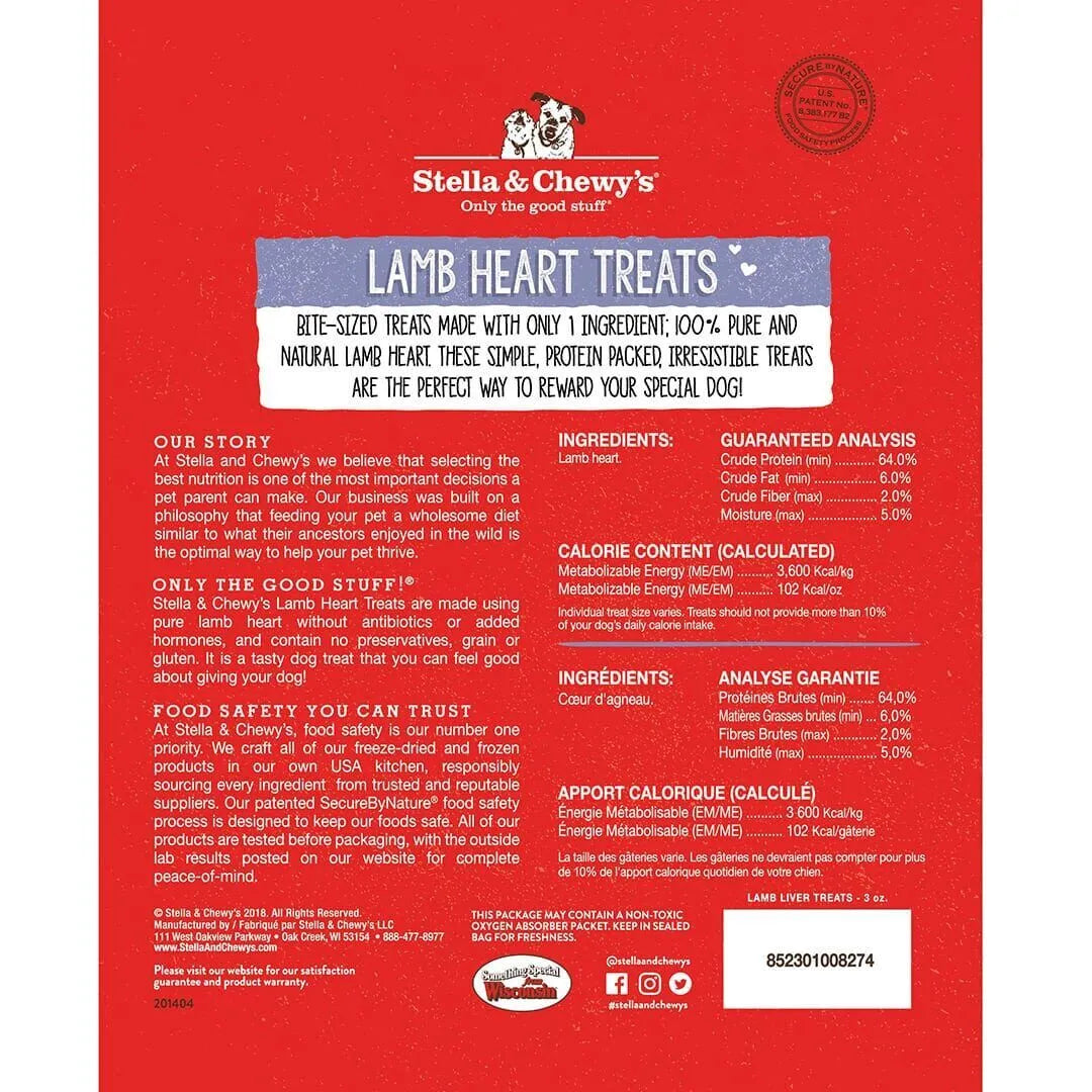 Stella & Chewy's Freeze Dried Lamb Heart Treats 3oz