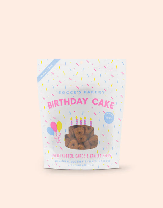 Bocce's Bakery Birthday Cake with Peanut Butter, Carob and Vanilla Flavors Dog Treats - 5oz