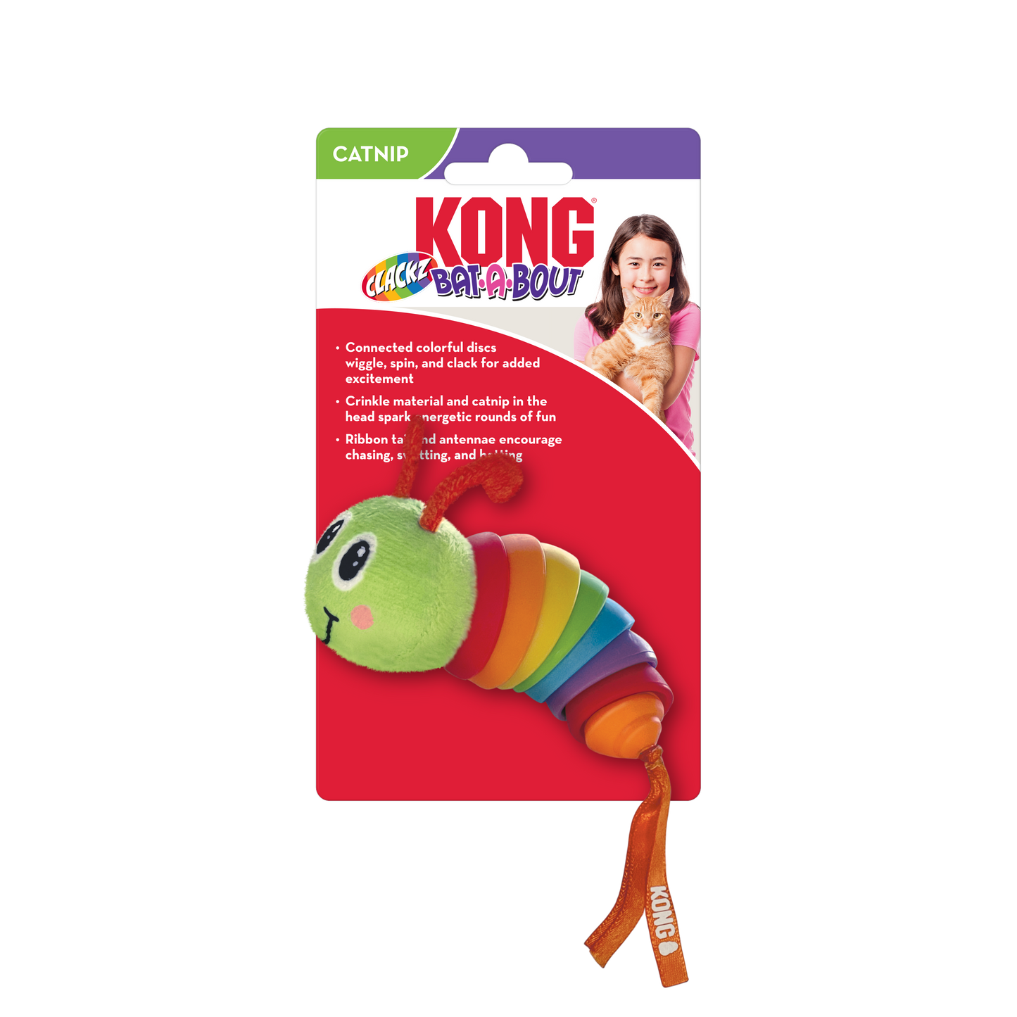 Kong Bat-A-Bout Clackz Caterpillar Cat Toy