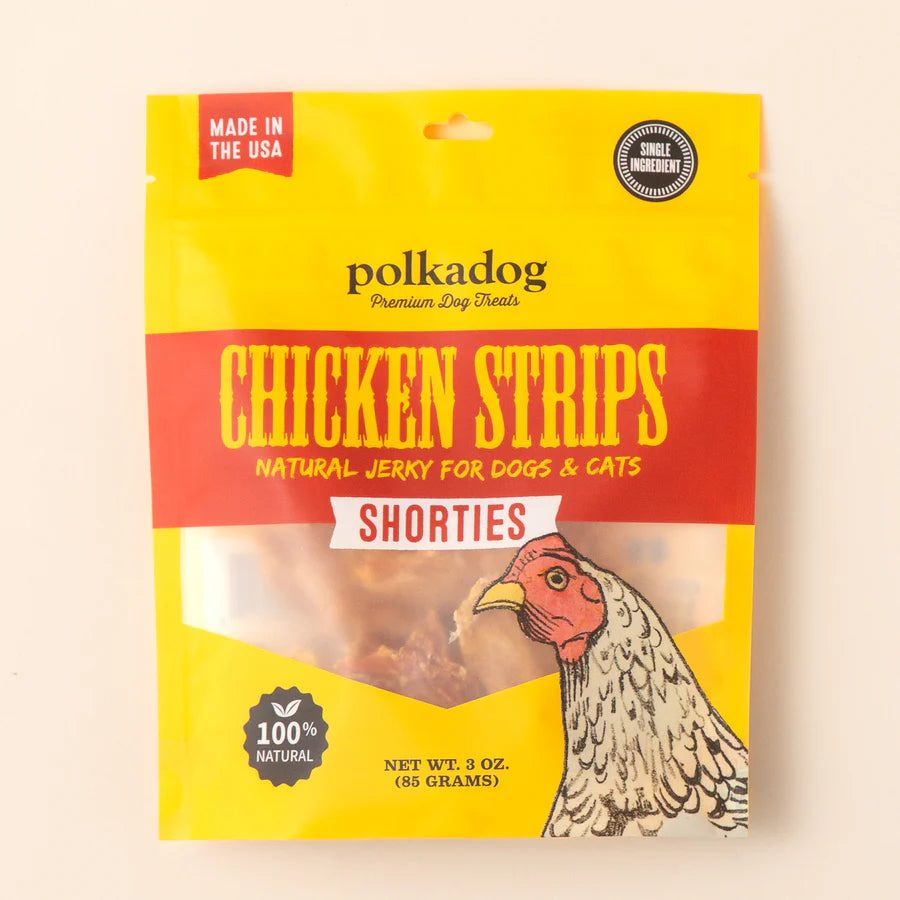 Polkadog Chicken Strips Jerky Shorties 3oz