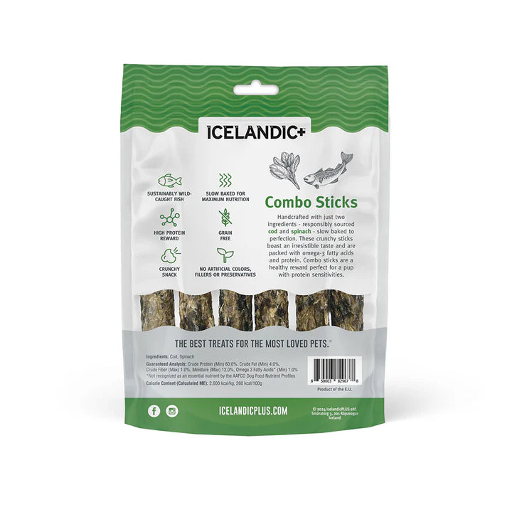 Icelandic Cod & Spinach Combo Sticks for Dogs 2oz