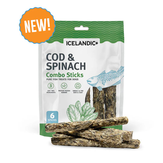 Icelandic Cod & Spinach Combo Sticks for Dogs 2oz