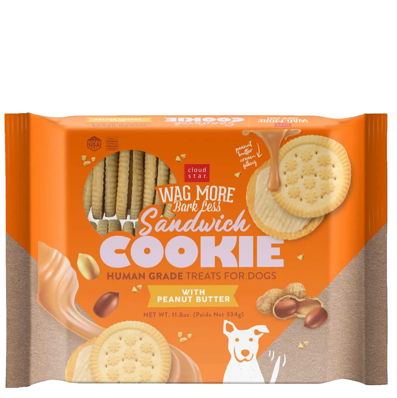 Cloud Star Wag More Bark Less Peanut Butter Sandwich Cookies 11.8oz