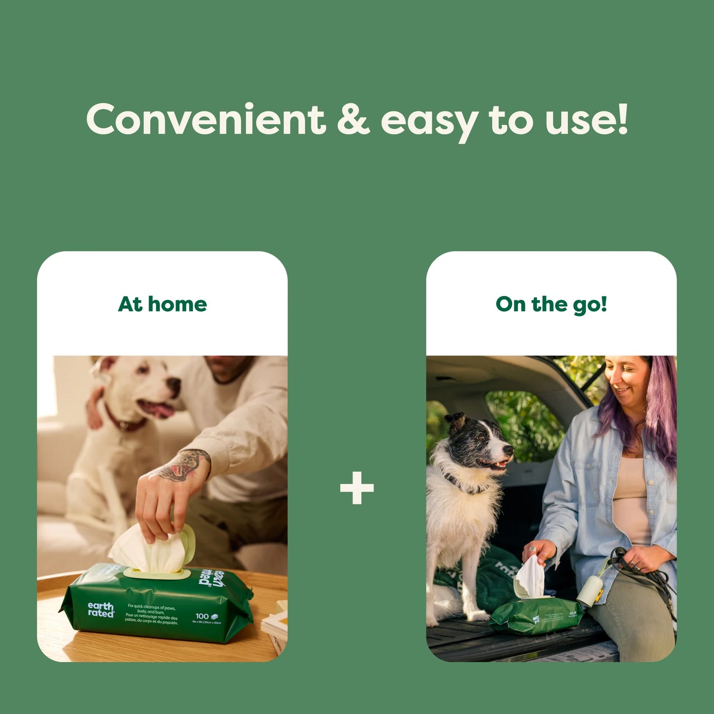 Earth Rated Dog Grooming Wipes White Tea & Basil 100ct