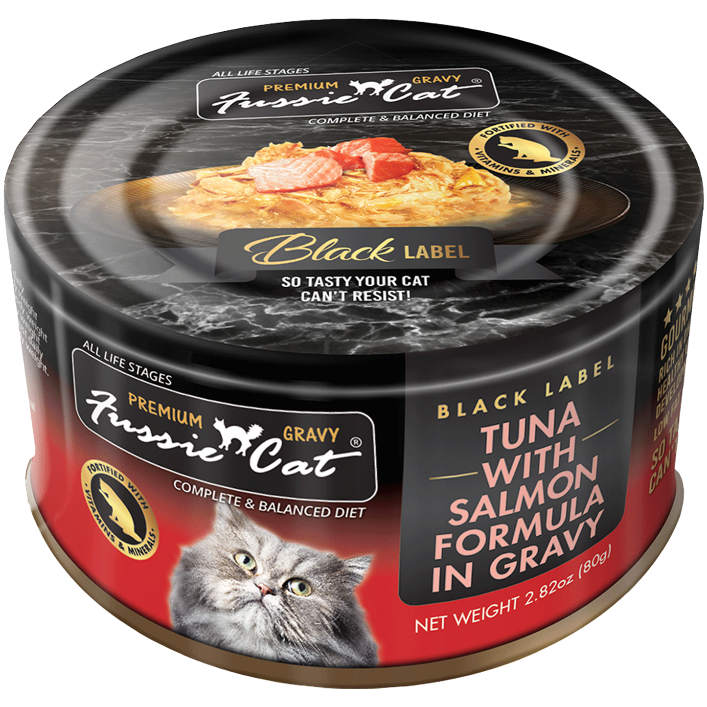 Fussie Cat Black Label Tuna with Salmon Formula in Gravy 2.82oz