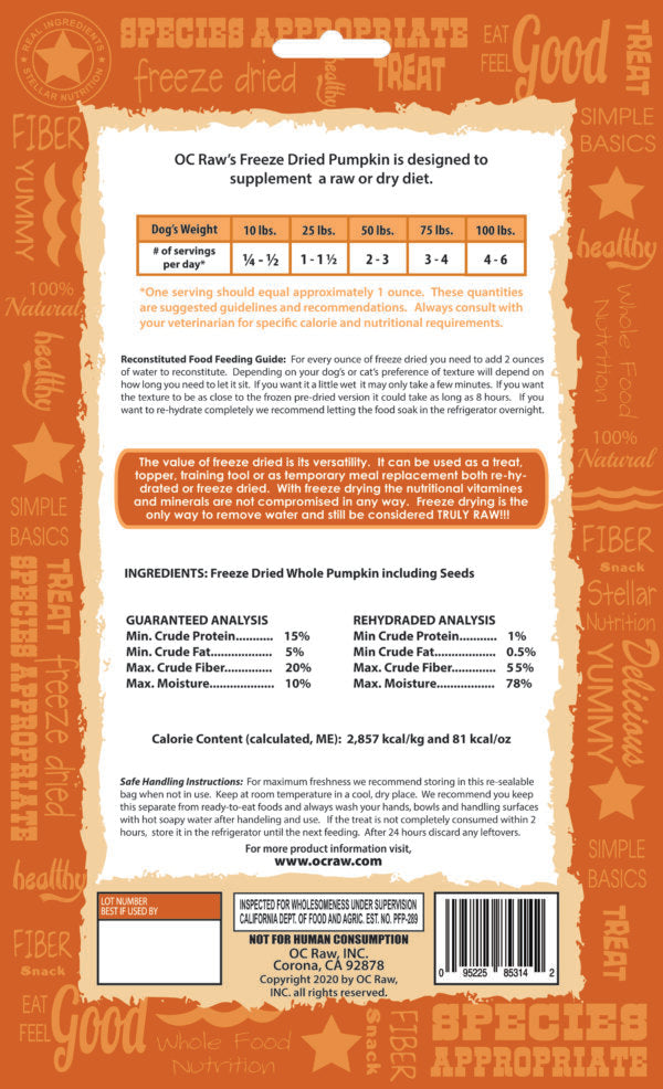 OC Raw Freeze Dried Pumpkin 5.5oz