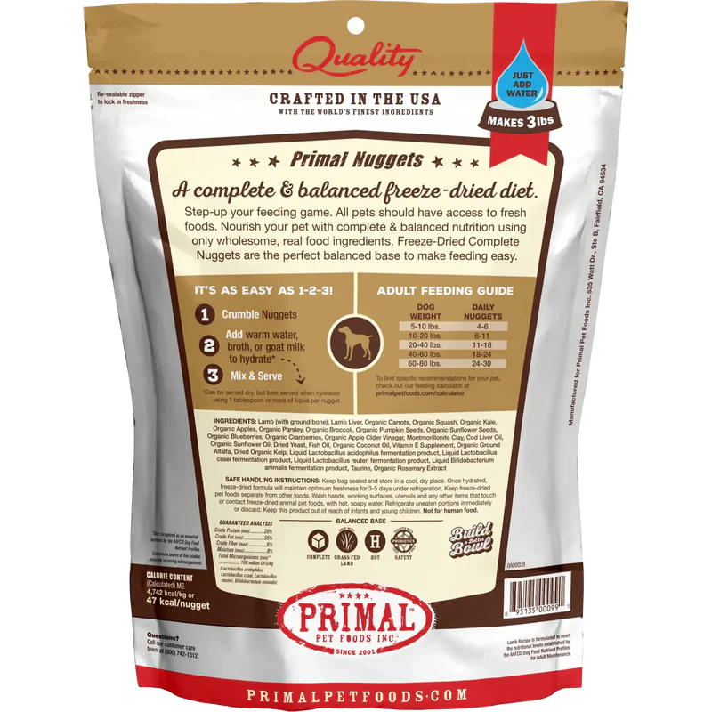 Primal Freeze Dried Raw Dog Food Lamb Recipe