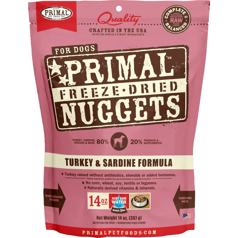 Primal Freeze Dried Raw Dog Food Turkey & Sardine Recipe