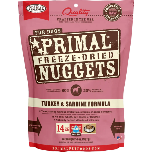 Primal Freeze Dried Raw Dog Food Turkey & Sardine Recipe