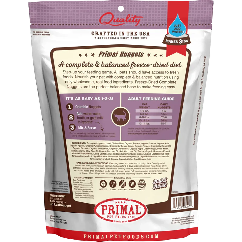 Primal Freeze Dried Raw Cat Food Turkey Recipe 5.5oz