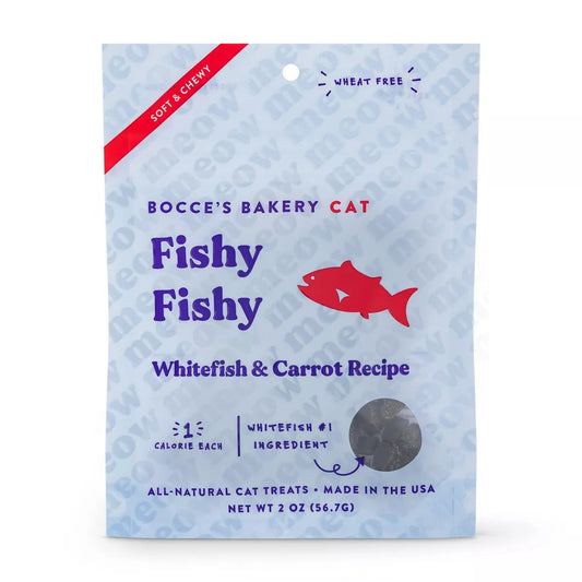 Bocce's Bakery Fishy Fishy in Whitefish and Carrot Flavor Chewy Cat Treats - 2oz