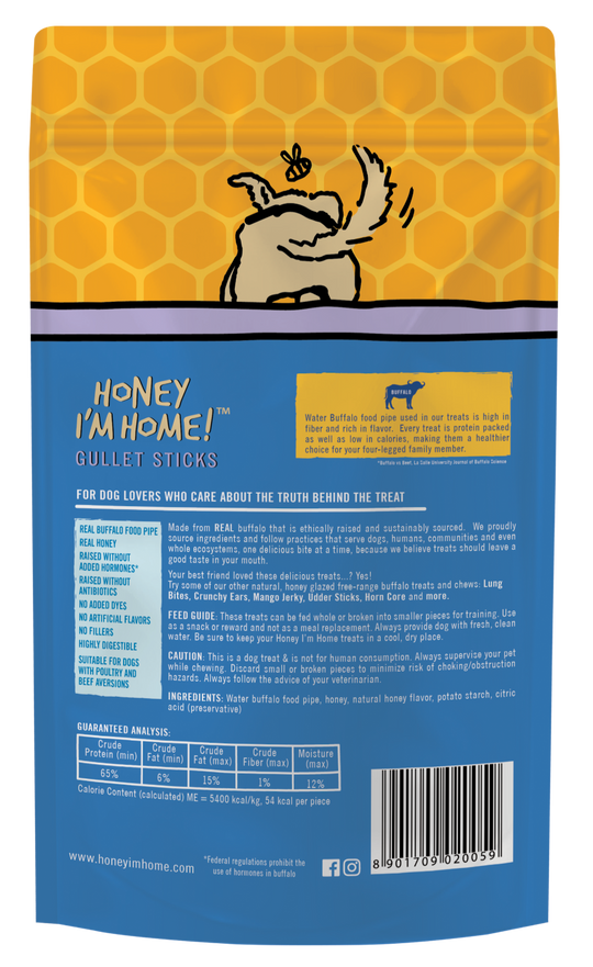 Honey I'm Home Honey Coated Buffalo Gullet Sticks 3.53oz