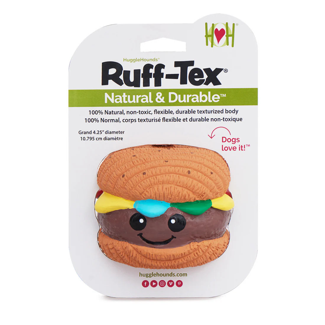 HuggleHounds Foodies Big Buns Ruff-Tex Latex Ball Dog Toy