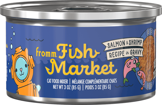 Fromm Fish Market Salmon and Shrimp Recipe in Gravy Food Moxer 3oz