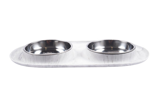 Messy Mutts Double Silicone Cat Feeder with Stainless Steel Bowls