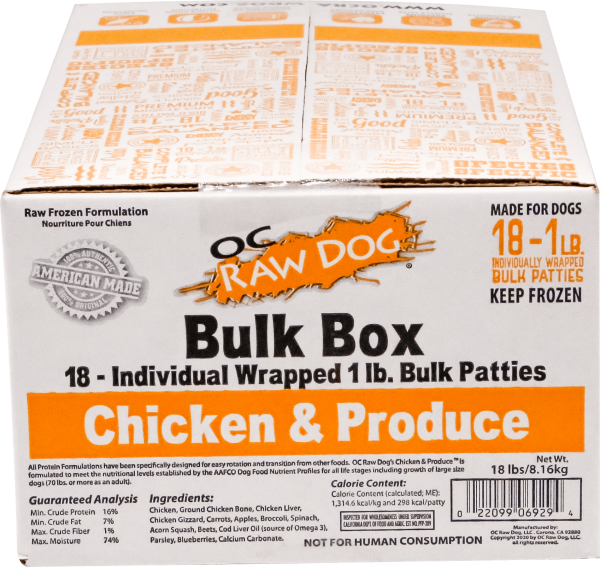 OC Raw Frozen Raw Dog Food Chicken Bulk 18lb