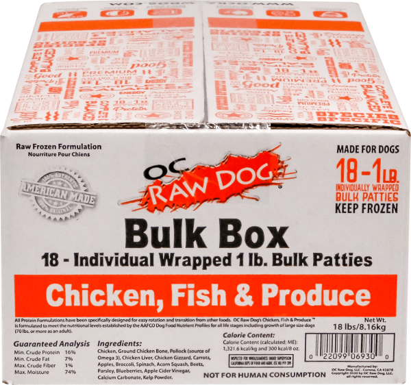 OC Raw Frozen Raw Dog Food Chicken & Fish Bulk 18lb