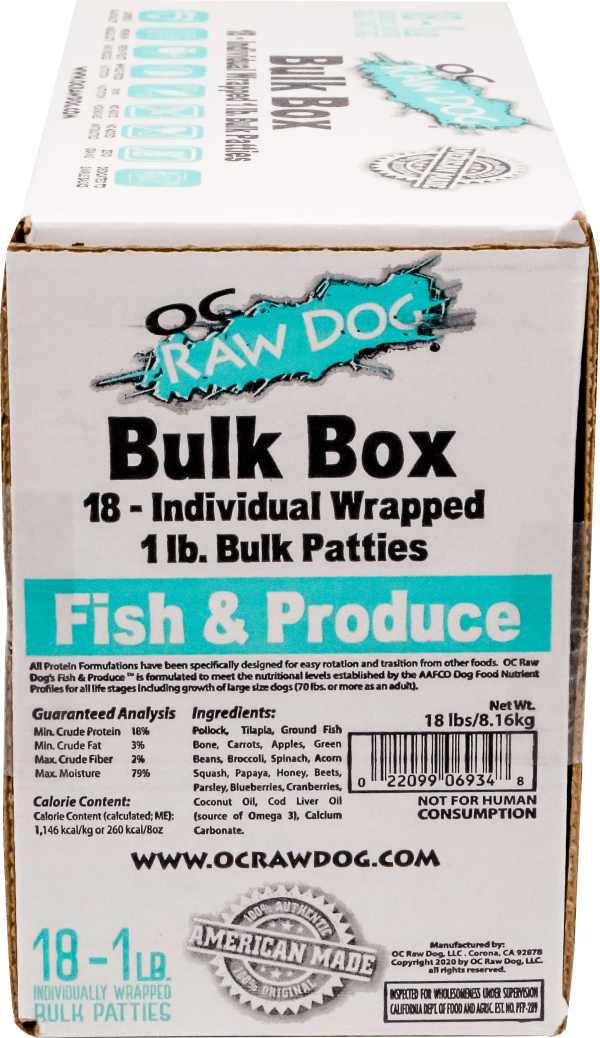 OC Raw Frozen Raw Dog Food Fish & Produce 18lb