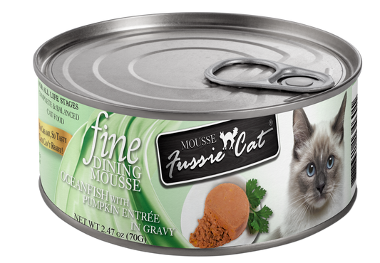 Fussie Cat Fine Mousse Ocean Fish & Pumpkin Canned Cat Food 2.47 oz