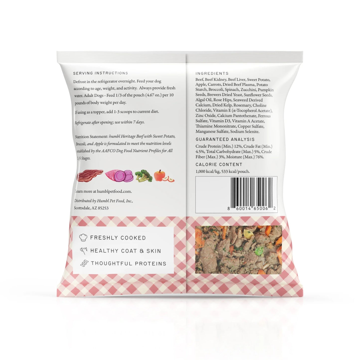 Humbl Frozen Gently Cooked Dog Food Heritage Beef Recipe 14oz