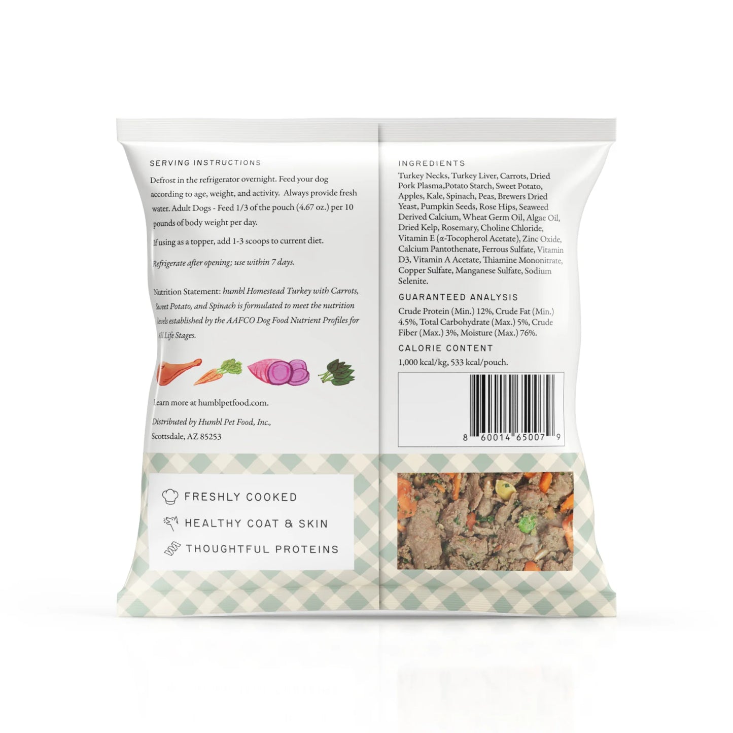 Humbl Frozen Gently Cooked Dog Food Homestead Turkey Recipe 14oz
