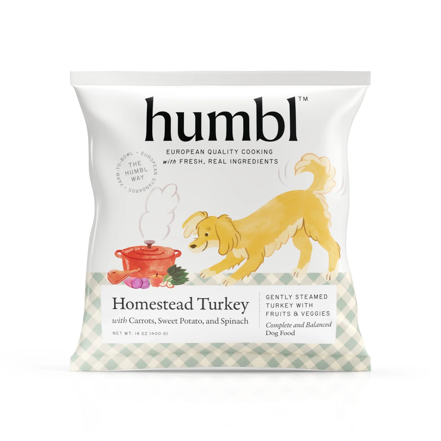 Humbl Frozen Gently Cooked Dog Food Homestead Turkey Recipe 14oz
