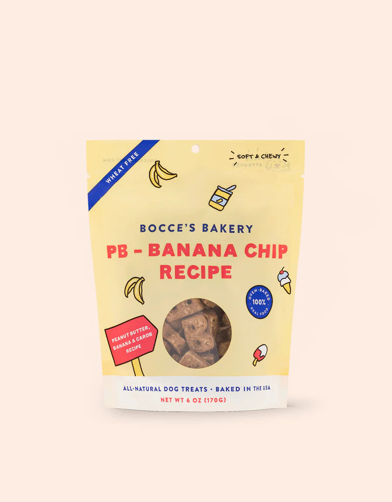 Bocce's Bakery Banana Chip Soft and Chewy with Carob and Peanut Butter Dog Treats - 6oz