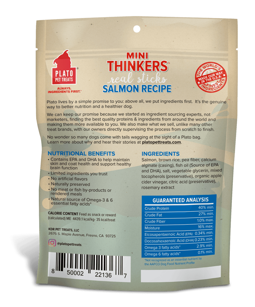 Plato Mini Thinker Salmon Dog Treats 6oz