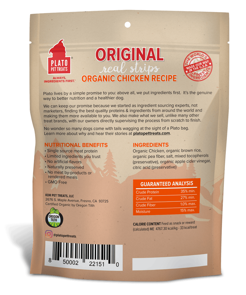 Plato Organic Chicken Real Strips 18-oz