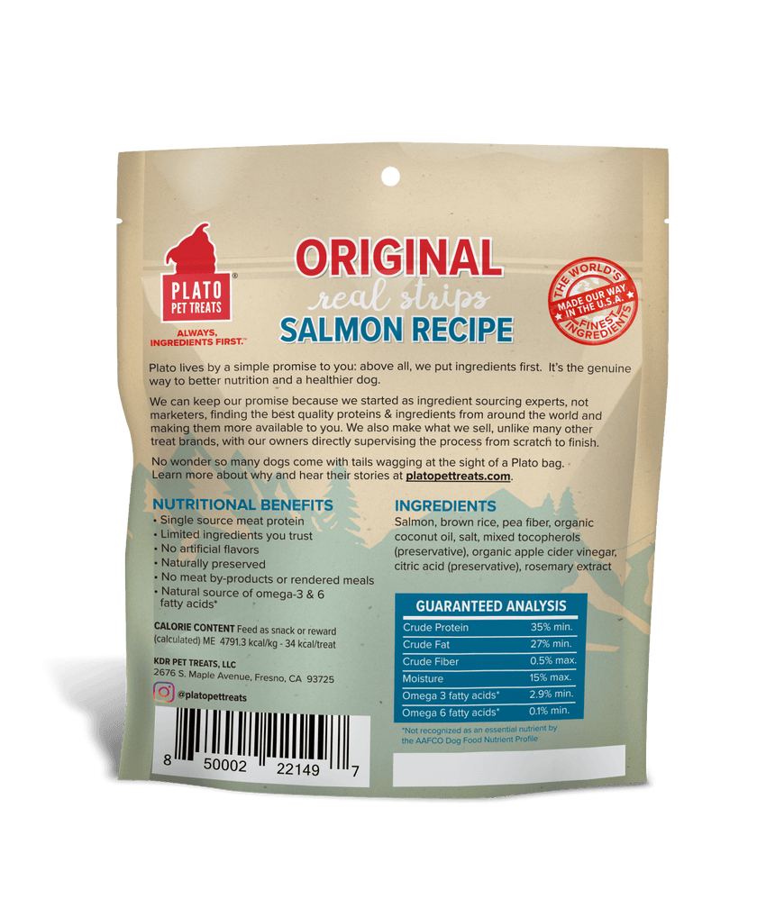 Plato Real Strips Salmon Recipe Dog Treats