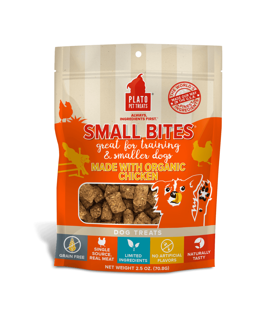 Plato Small Bites with Organic Chicken Dog Treats 2.5-oz