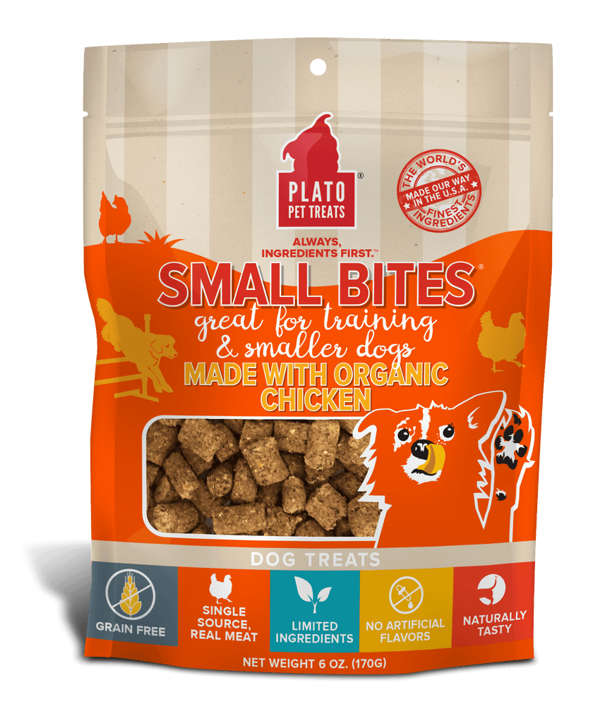 Plato Small Bites with Organic Chicken Dog Treats 2.5-oz