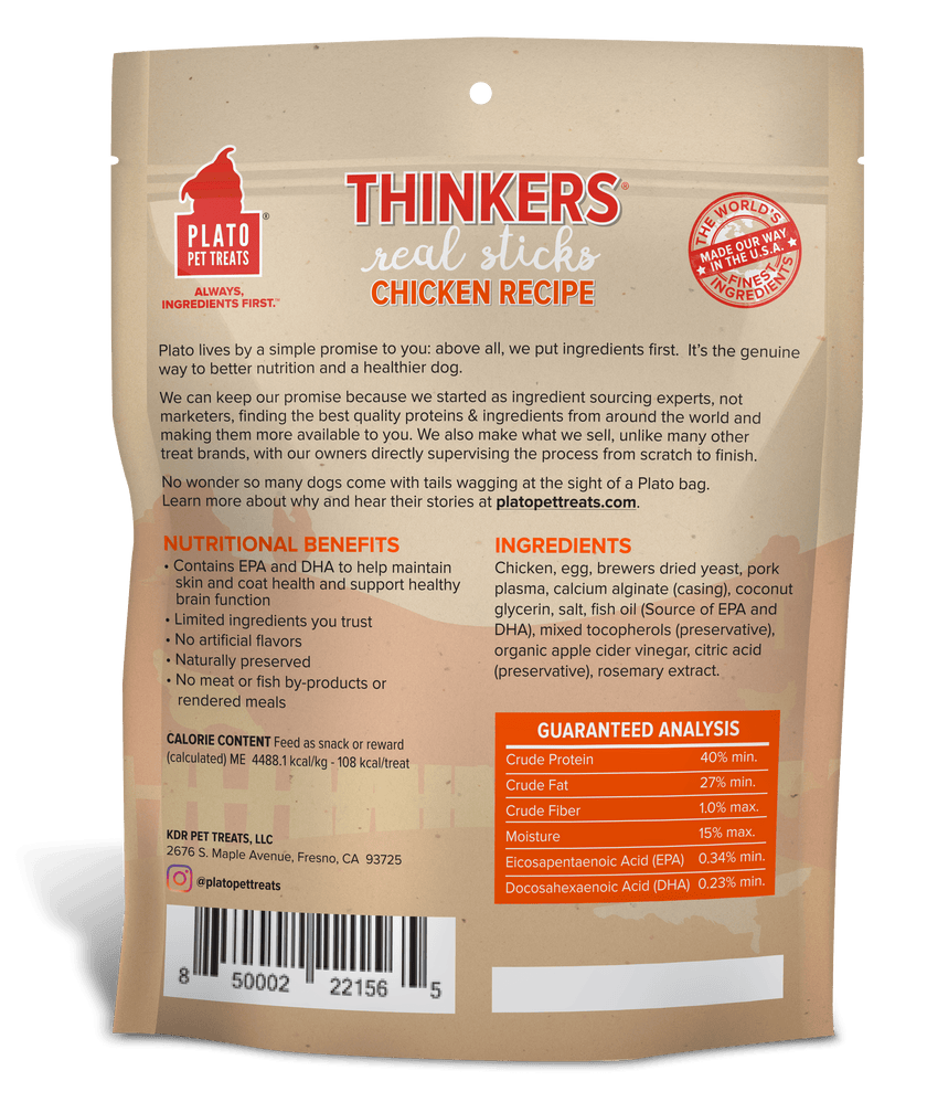 Plato Thinkers Chicken Sticks Dog Treats 18oz