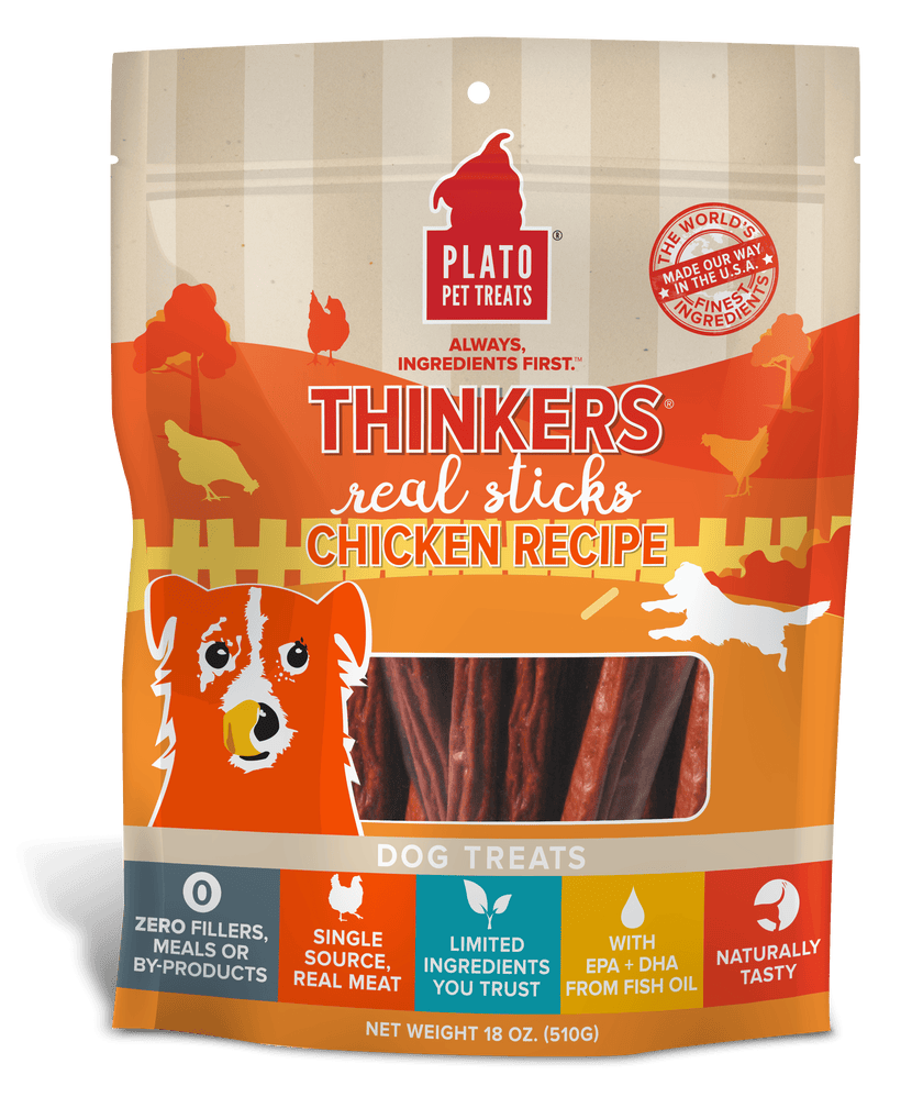 Plato Thinkers Chicken Sticks Dog Treats 18oz