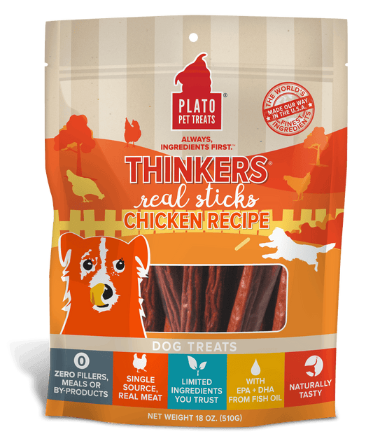 Plato Thinkers Chicken Sticks Dog Treats 18oz