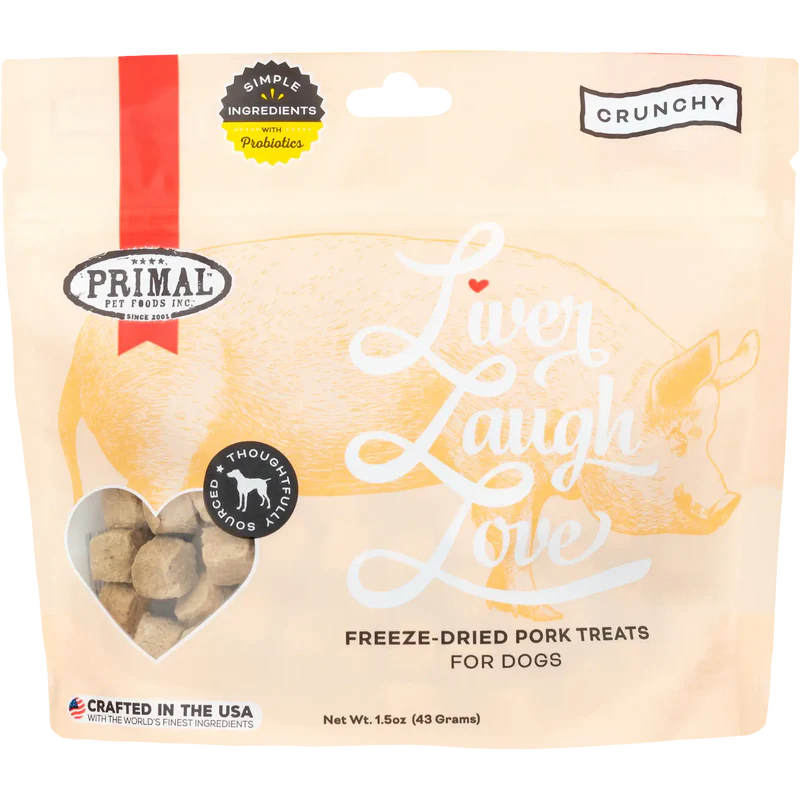 Primal Liver Laugh Love Pork Dog Treats 1.5oz