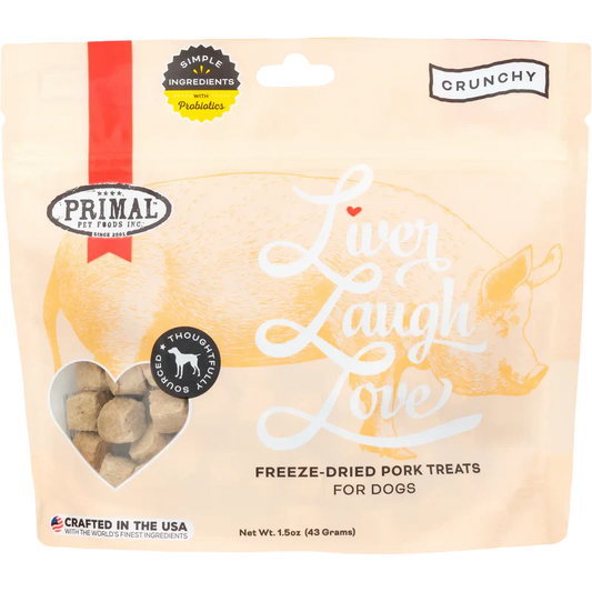 Primal Liver Laugh Love Pork Dog Treats 1.5oz