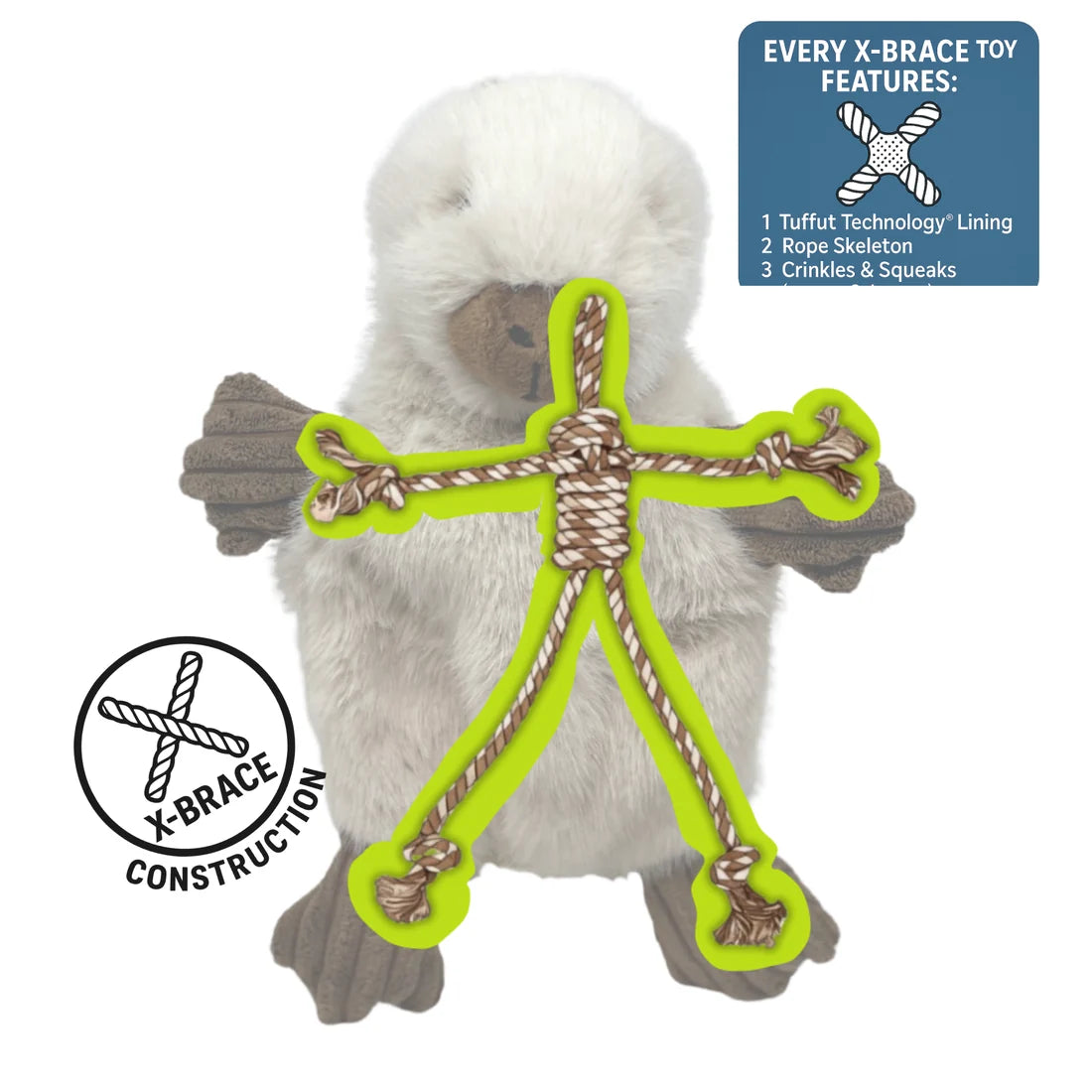 HuggleHounds X-Brace Clover Capybara Dog Toy