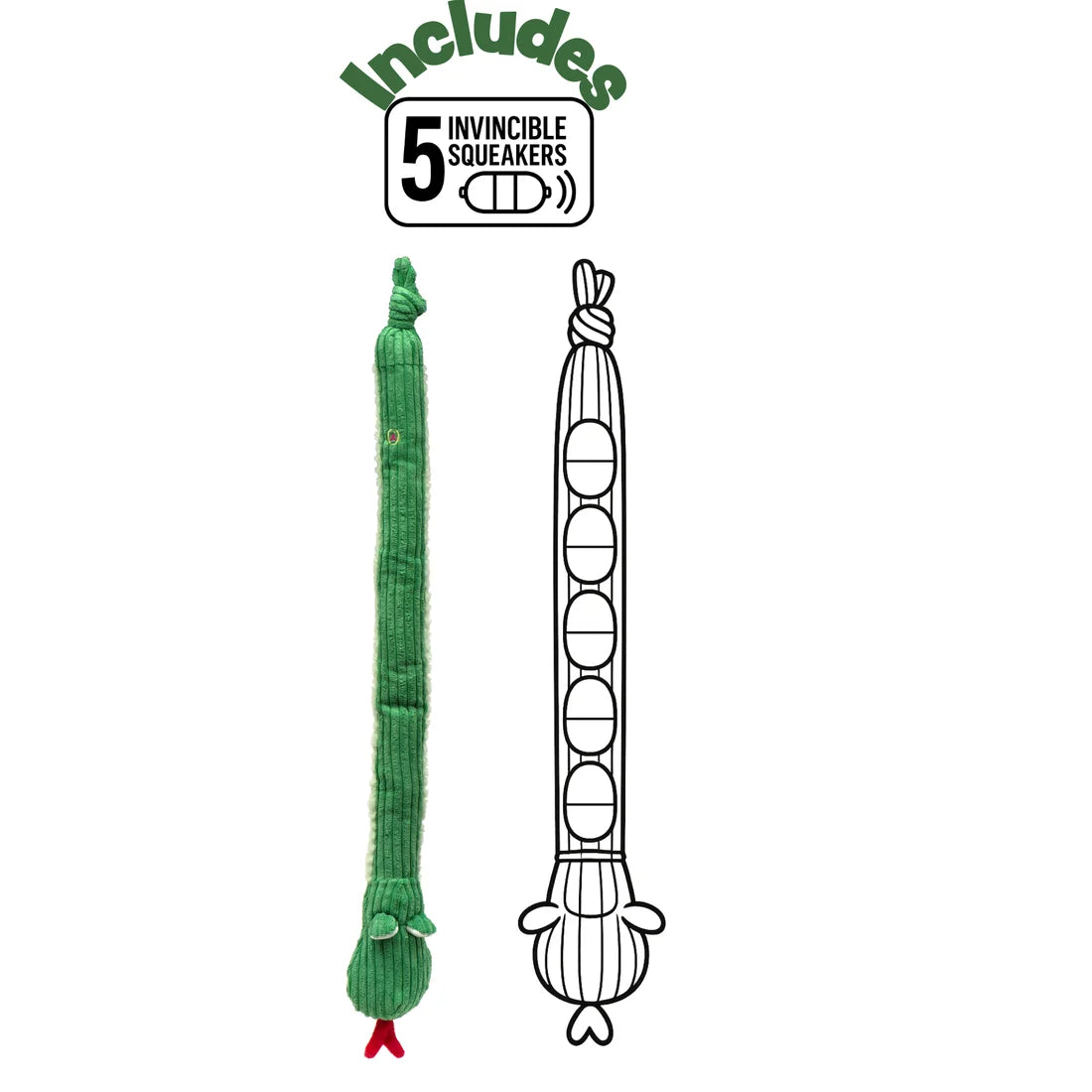 HuggleHounds Sir Squeaks-a-Lot Knottie Snake Dog Toy