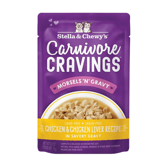 Stella & Chewy's Carnivore Cravings Morsels N Gravy Pouch Chicken & Chicken Liver 2.8oz