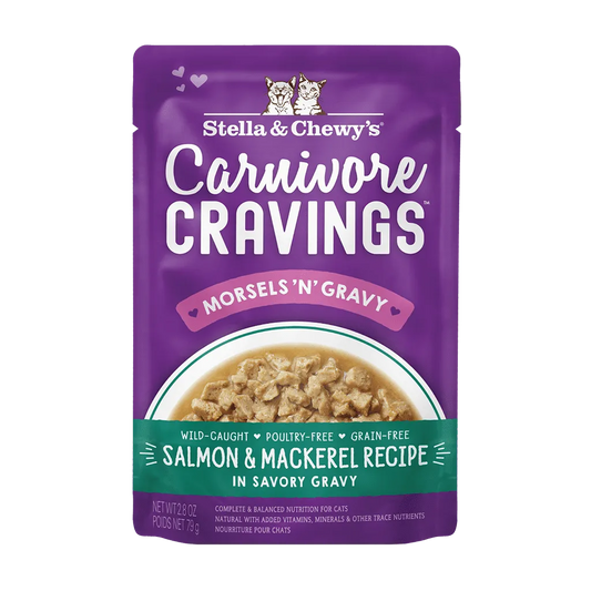 Stella & Chewy's Carnivore Cravings Morsels N Gravy Pouch Salmon & Mackerel 2.8oz
