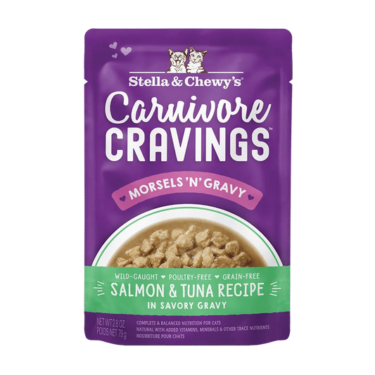 Stella & Chewy's Carnivore Cravings Morsels N Gravy Pouch Salmon & Tuna 2.8oz