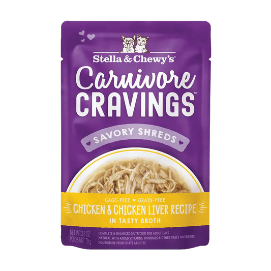 Stella & Chewy's Carnivore Cravings Savory Shreds Pouch Chicken & Chicken Liver 2.8oz