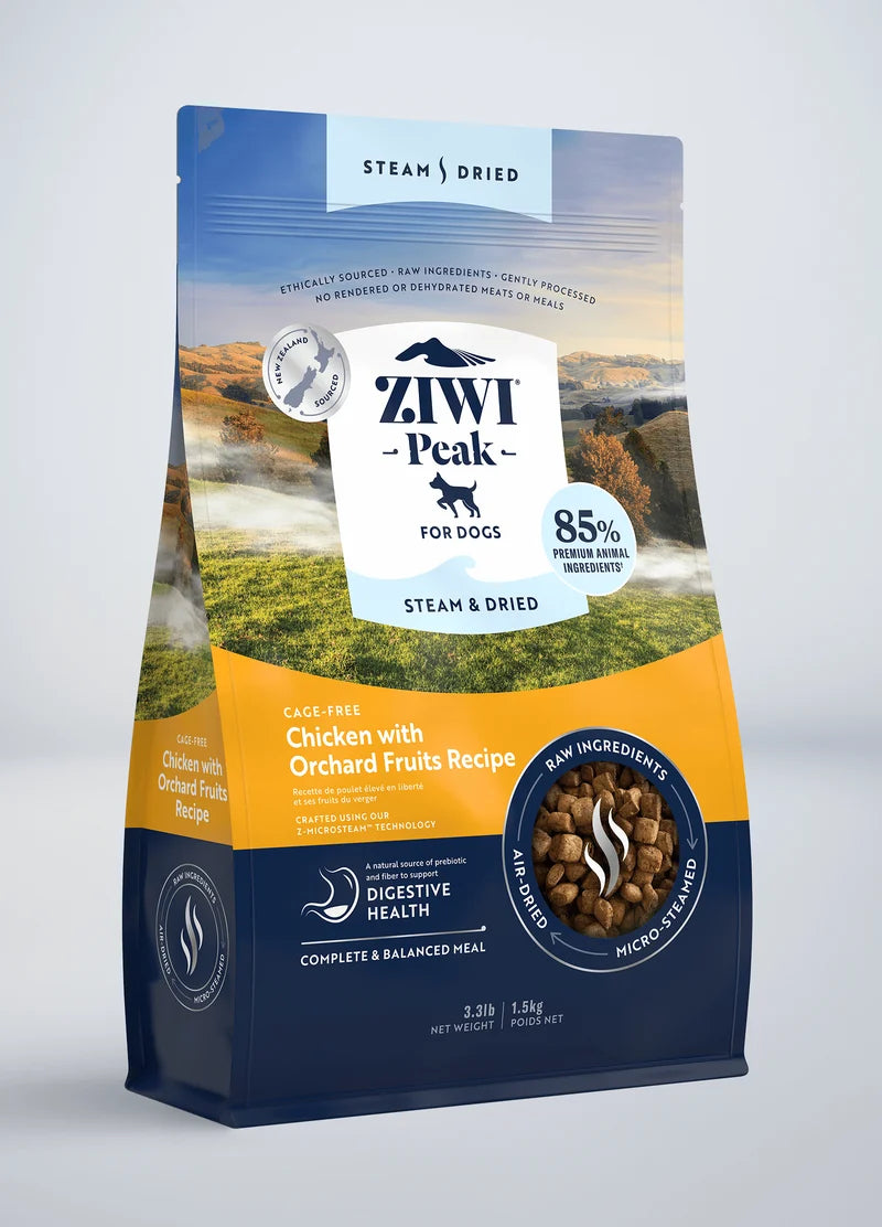 Ziwi Peak Chicken and Orchard Fruit Steam & Dried Dog Food 3.3lbs