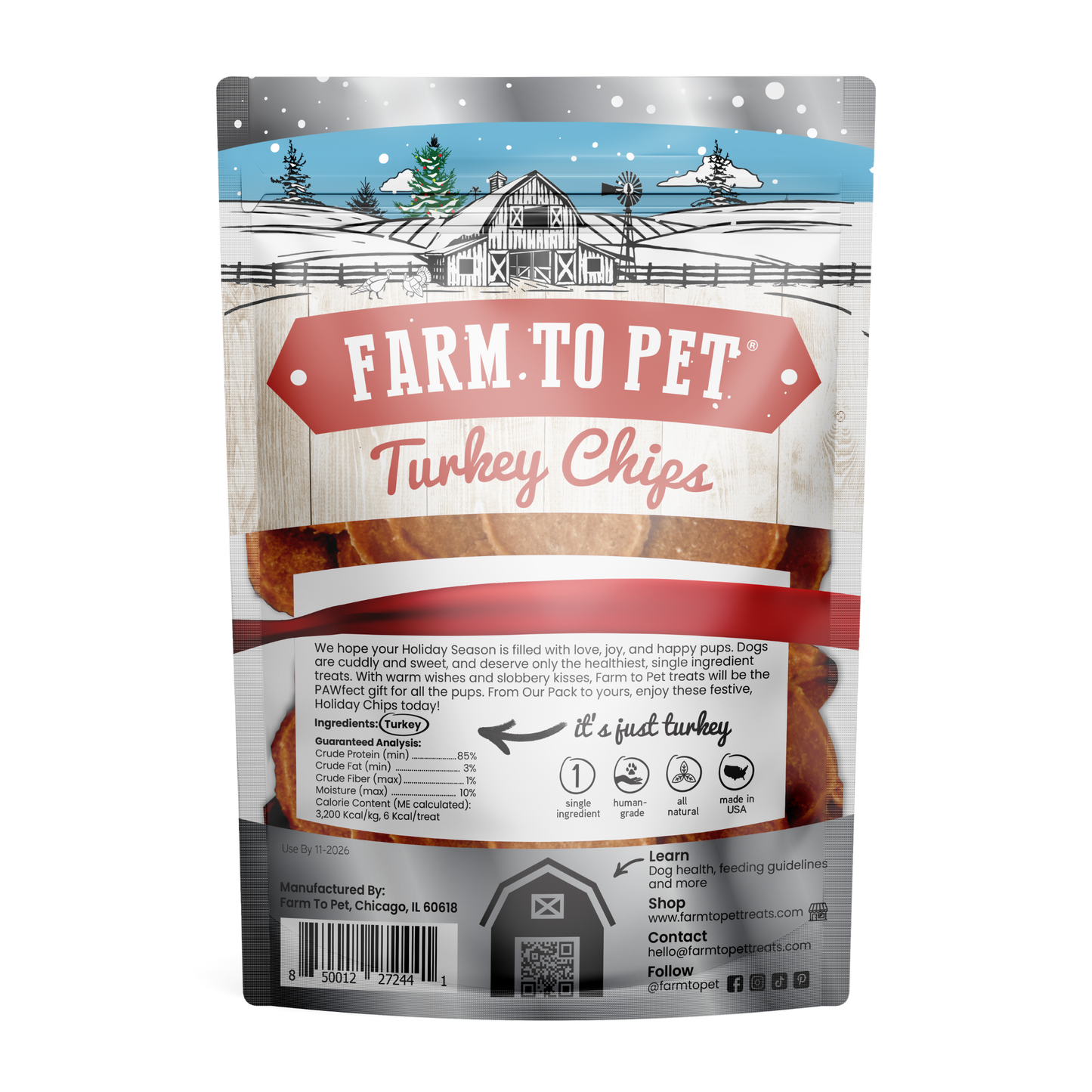 Farm to Pet Holiday Turkey Chips Dog Treats