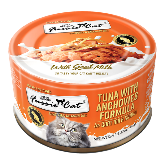 Fussie Cat Tuna Anchovies Goats Milk 2.47-oz